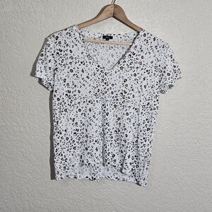 Rails Cara White Mocha Leopard Linen Blend Tee